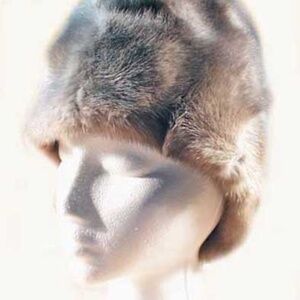 MINK HAT, TAG ON, LADIES MEDIUM, LIGHT GREY, NO BRIM, SATIN LINING WITH INSULATI